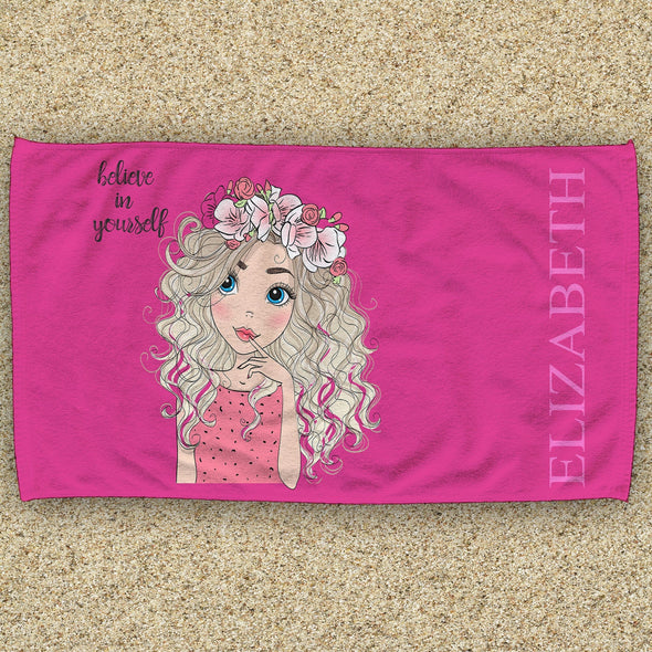 Command your royal adventure with MonogramOnline's Princess Monogrammed Towel - where personalization reigns supreme! |  30"x60" beach Towel