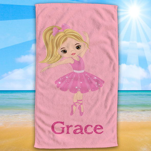 Dance Diva Delights - Monogrammed Ballerina Towels! | large 30"x60" beach Towel