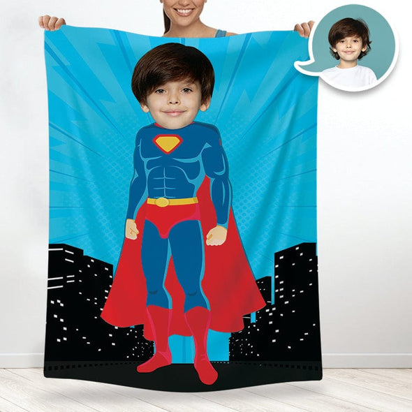 Custom Super Kid Your Face Custom Photo Blanket