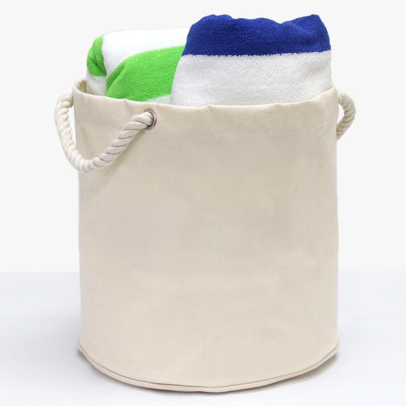 Canvas Storage Bucket Hamper w/ Rope Handles | Non-Personalized Bucket