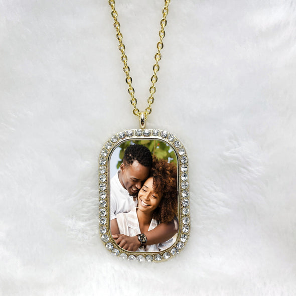 Wear Your Memories Close with Our Crystal-Encrusted Dog Tag Necklaces - Shop Now!
