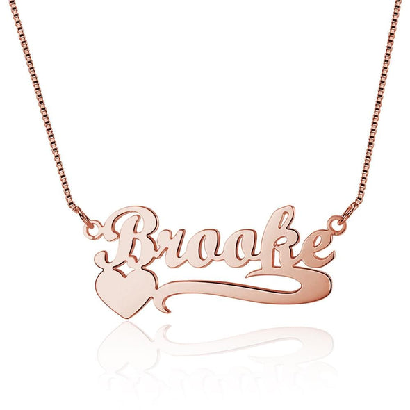 Personalized 925 Sterling Silver/Yellow Gold/Rose Gold Heart Name Necklace.