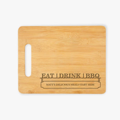 Eat Drink BBQ Custom Wooden Cutting Board