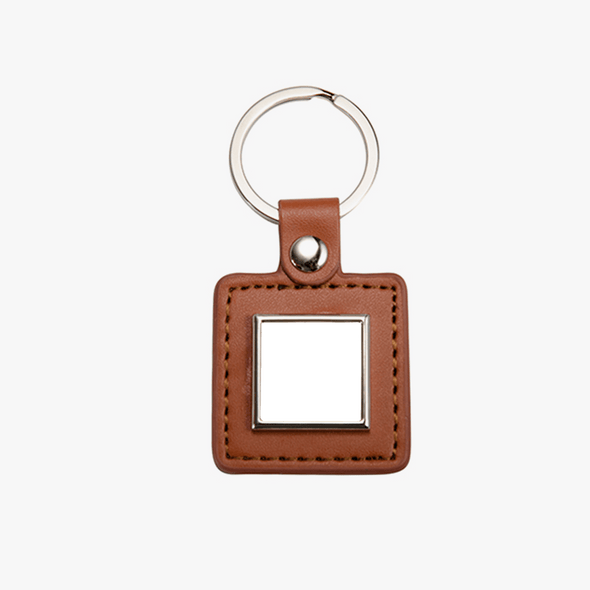 Personalized Leather Square Photo Keychain.