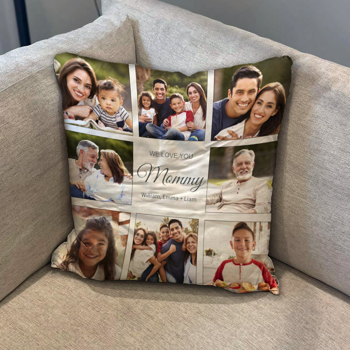 For Her 6 Photo Collage Personalized Small Throw Pillow