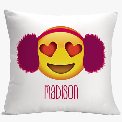 Earmuffs Custom Love Emoji Decorative Cushion Cover.