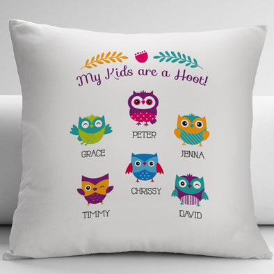 Flash Sale - My Kids Are A Hoot Personalized Pillow Cushion Cover.