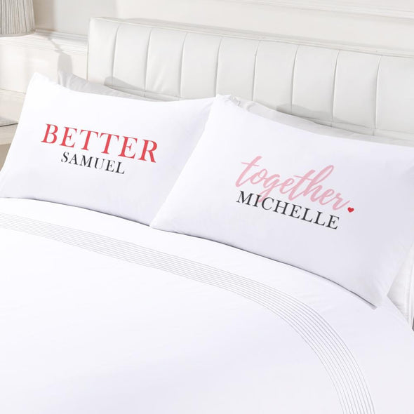 Better Together Personalized Couples Sleeping Decorative Pillowcase Set of 2.