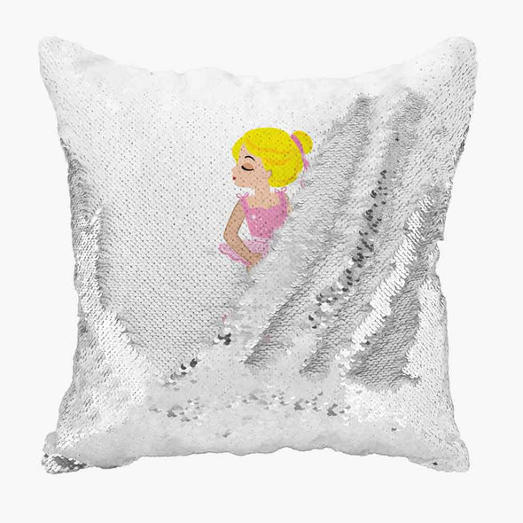 Kids Ballerina Personalized Flip Sequin Decorative Throw Pillowcase.
