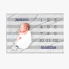 Striped Blue Baby Months Blanket Personalized w/ Name.