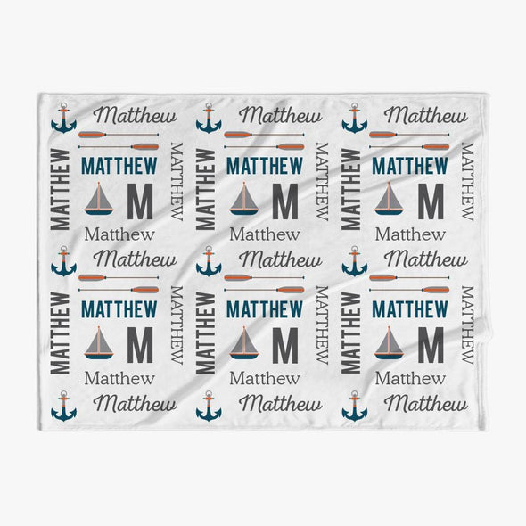 Sail Boats Personalized Name Baby Blanket.