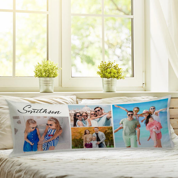 Personalized Family Pillow of Your Photos | Custom Photo Collage Body Pillow Case.