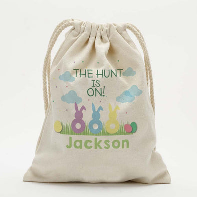 Personalized Easter Bunnies Kids Drawstring Sack.