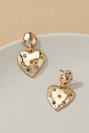 A212 puffy heart earrings with rhinestones stars