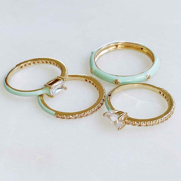 Pastel Glam Ring Set Of 4