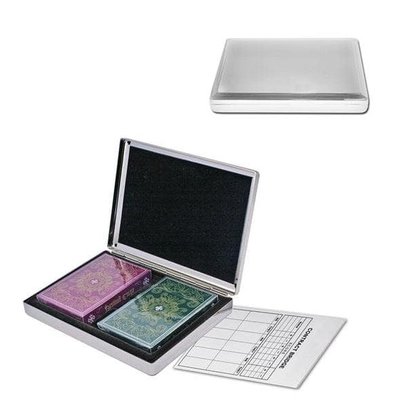 Personalized Bridge Cards, 2 Decks with Score Pad in Silver Case -