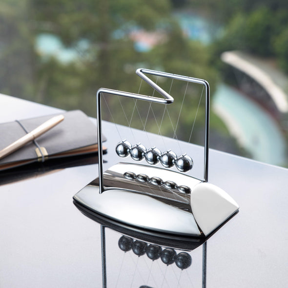 Executive Newton's Cradle: Sleek Chrome Desk Toy for Stress Relief & Focus - Elegant Desk Gift for Office/Home - Ultimate Executive Desk Toy