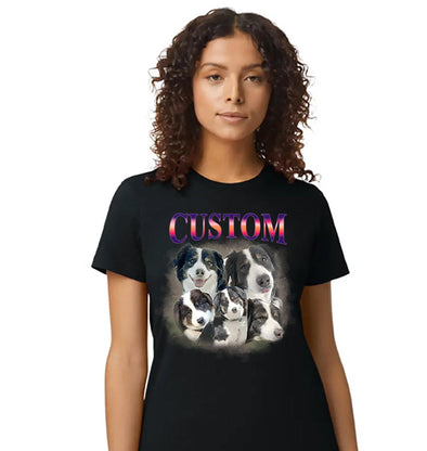 Custom Comfort Colors Portrait Shirt – Vintage Bootleg Style Tee with Pet or Person Photo & Name – Personalized Gift Clothing
