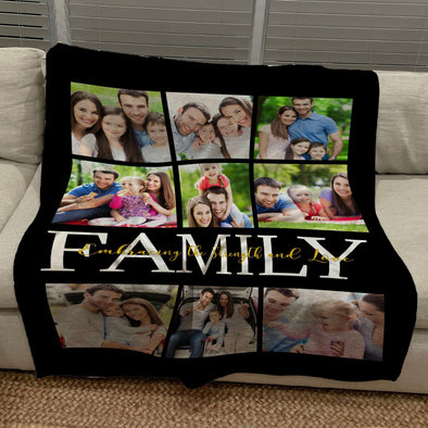 Create your own Family Collage Photo blanket.  Make it your own.  Fleece or Mink blankets.