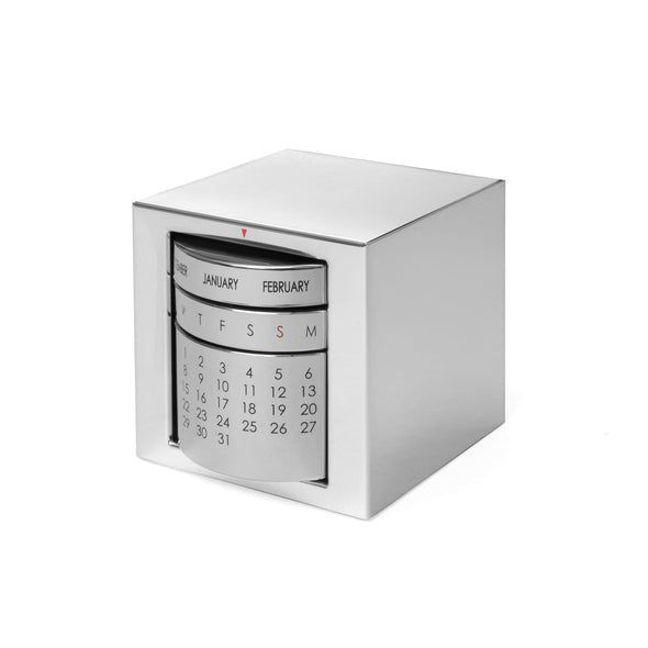 Executive Perpetual Calendar Cube | Metal Desk Organizer & Calendar | Compact Cube for Office Desk | Luxury Desk Toy and Paperweight