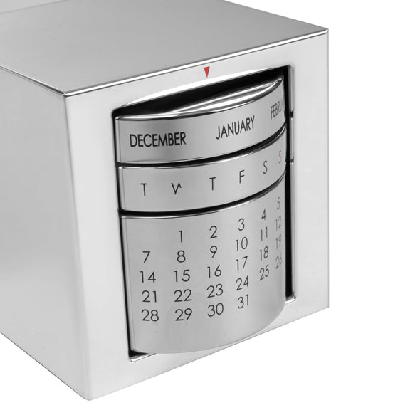 Executive Perpetual Calendar Cube | Metal Desk Organizer & Calendar | Compact Cube for Office Desk | Luxury Desk Toy and Paperweight