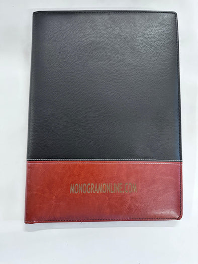 Personalized Leather Business Portfolio with Calculator – Custom Two-Tone Organizer for Professionals, 13x9 Inch Size