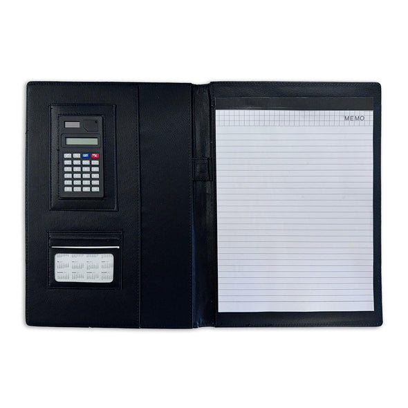 Personalized Leather Business Portfolio with Calculator – Custom Two-Tone Organizer for Professionals, 13x9 Inch Size