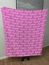 Create your own Cozy Plush Fleece blanket with a name repeating over the entire Blanket - Calligraphy