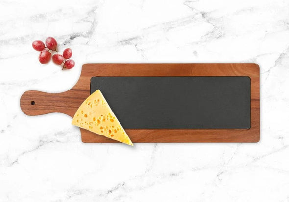 First Course Custom Charcuterie Cheese Slate and Acacia Wood Paddle Board