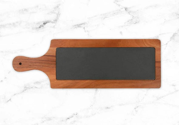 First Course Custom Charcuterie Cheese Slate and Acacia Wood Paddle Board