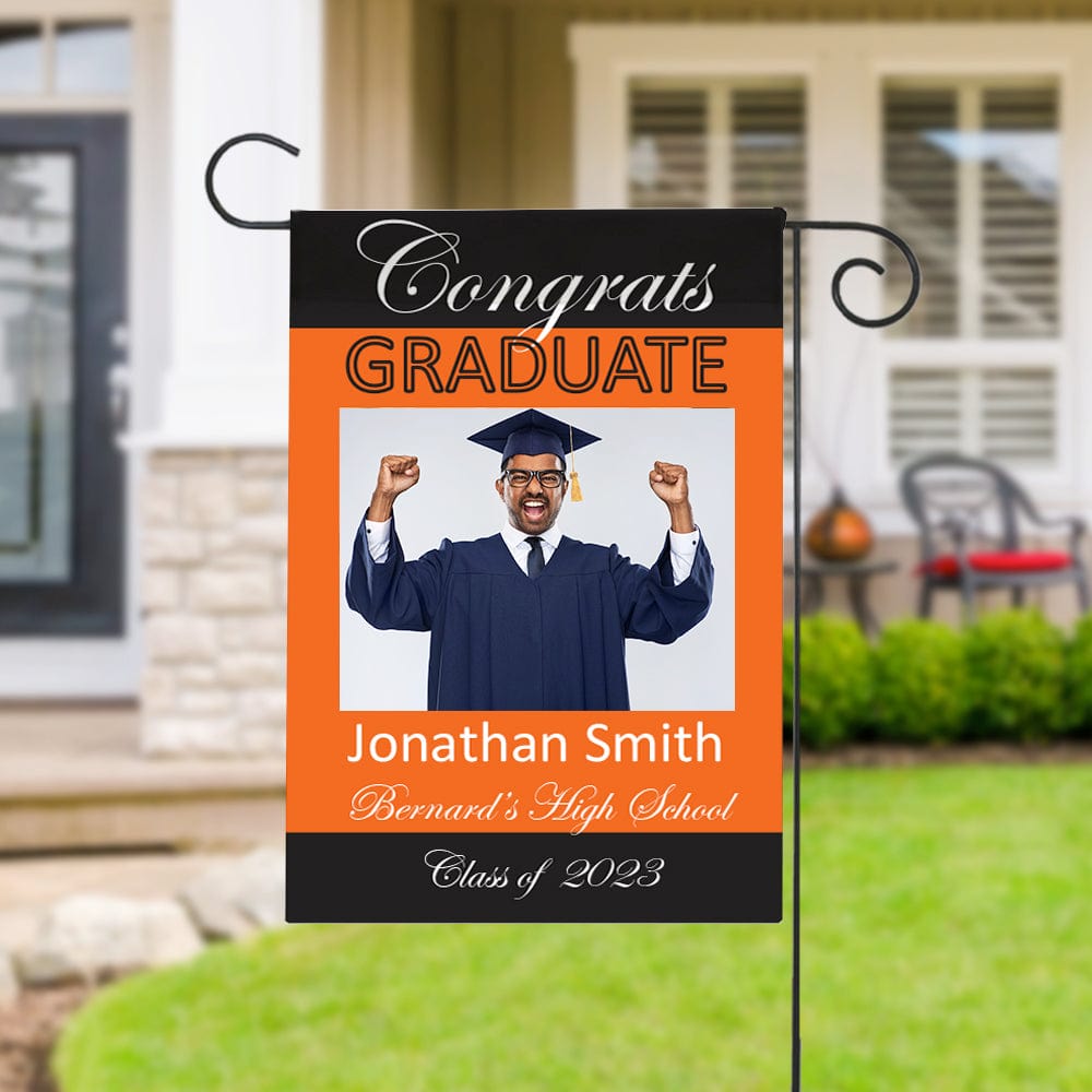 Graduate's Personalized Photo Garden Flag