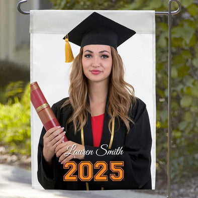 Graduate's Personalized Photo Garden Flag
