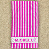 Elegant Stripes Gold Monogram Name Beach Towel - Available in choice of colors