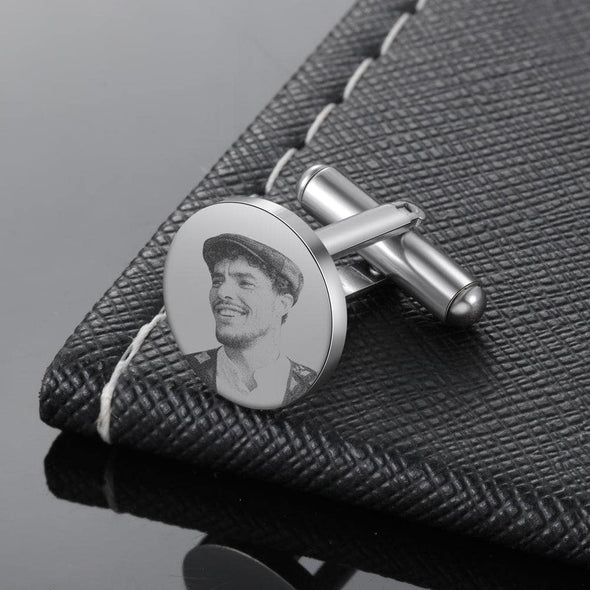 Personalized Photo Cufflinks, Custom Laser Engraving on Stainless Steel