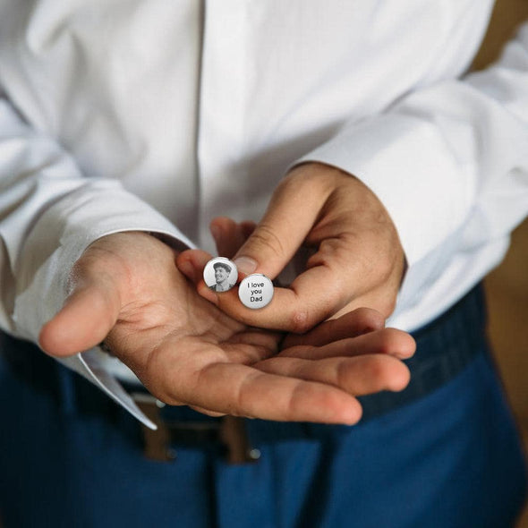 Personalized Photo Cufflinks, Custom Laser Engraving on Stainless Steel