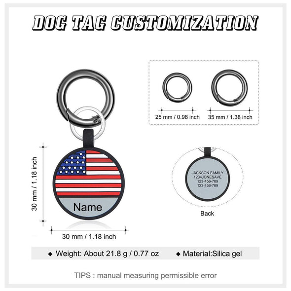 American Flag Dog Tag with Custom Name – Personalize Your Pet's Style