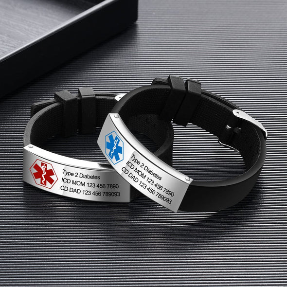 Engraved Stainless Steel Bracelet Medical Alert Bracelet