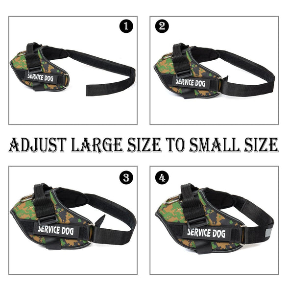 Adjustable Service Dog Harness – Personalized Nylon Reflective Vest (Multiple Sizes & Designs)