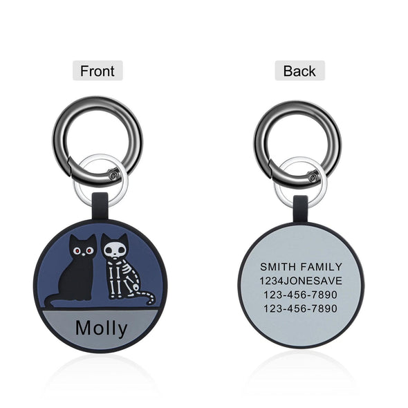 Personalized Cat ID Tag with Custom Name and Contact Info – Round Pet Tag