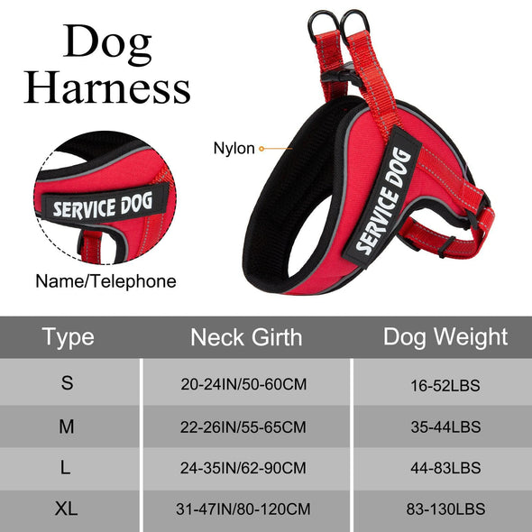 Adjustable Service Dog Harness – Durable Nylon Vest (Multiple Colors & Sizes)