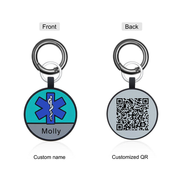 Custom Dog ID Tag with Medical Alert and QR Code – Personalized Stainless Steel Pet Tag