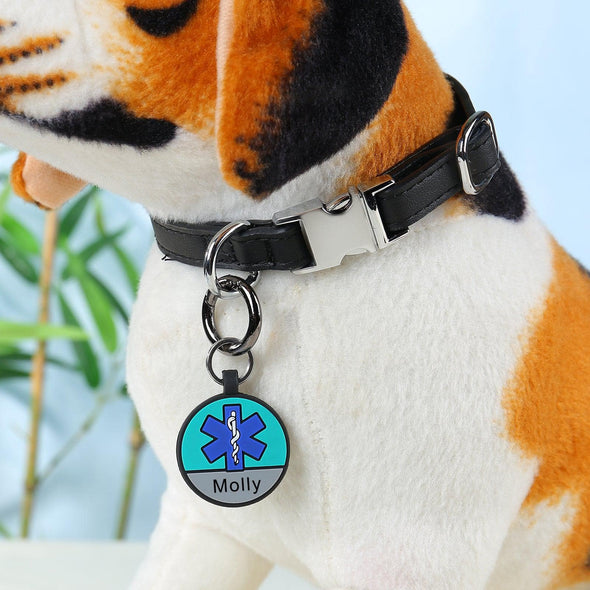 Custom Dog ID Tag with Medical Alert and QR Code – Personalized Stainless Steel Pet Tag