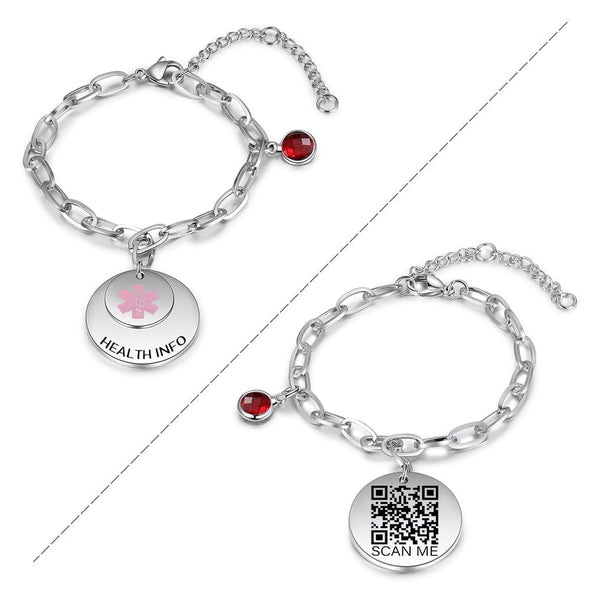 Your Lifesaver in Style: The Personalized Stainless Steel Medical Bracelet - with QR code