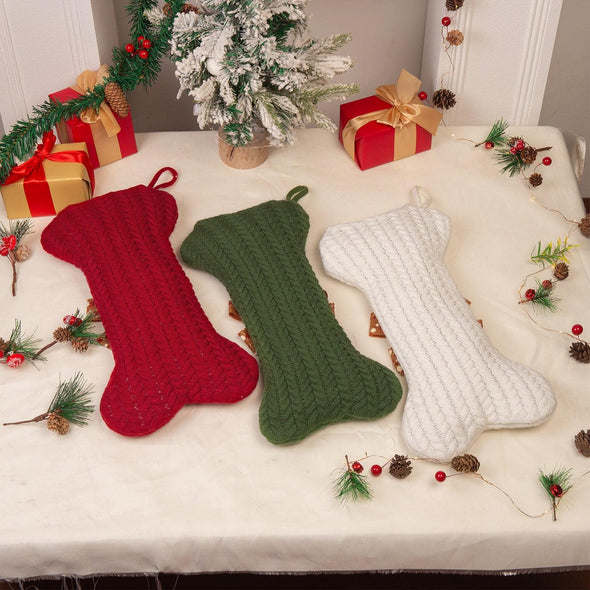 Custom Dog Bone-Shaped Christmas Stockings - Personalized Pet Stockings