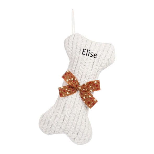 Custom Dog Bone-Shaped Christmas Stockings - Personalized Pet Stockings