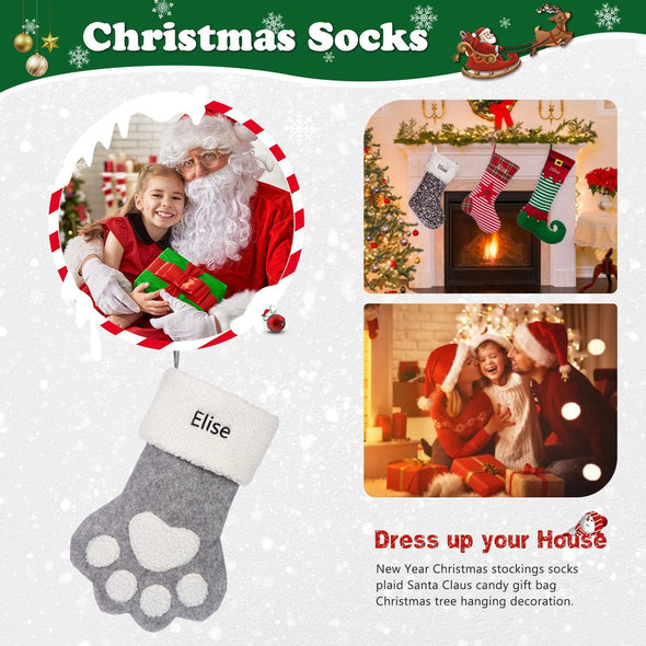 Personalized Pet Paw Christmas Stocking – Custom Stocking for Pet Lovers