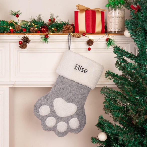 Personalized Pet Paw Christmas Stocking – Custom Stocking for Pet Lovers