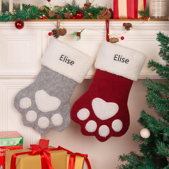 Personalized Pet Paw Christmas Stocking – Custom Stocking for Pet Lovers