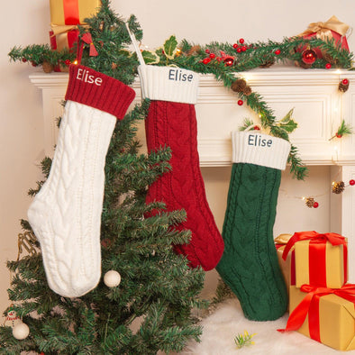 Personalized Knit Christmas Stocking – Custom Cable Knit Holiday Stocking