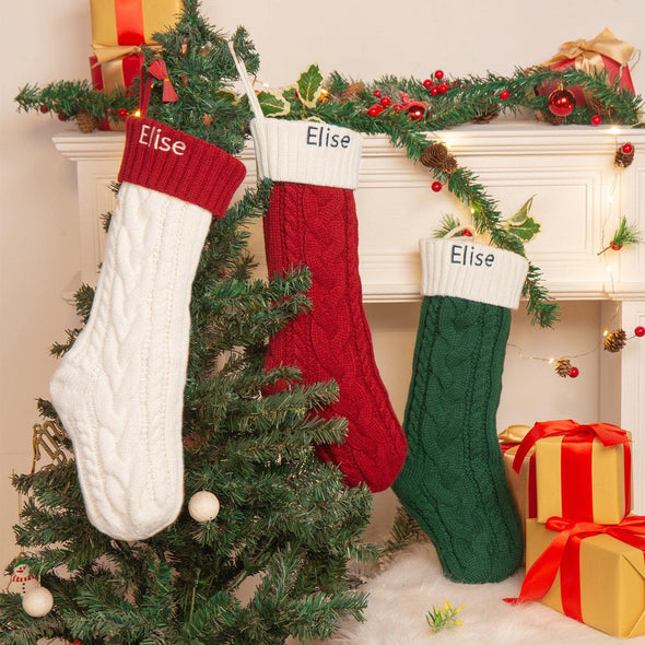 Personalized Knit Christmas Stocking – Custom Cable Knit Holiday Stocking